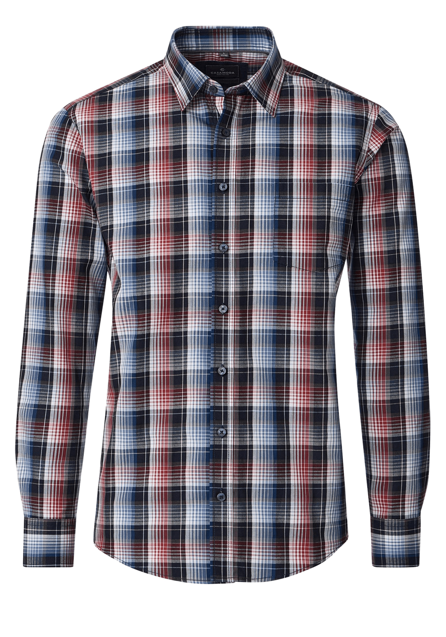 Produktbild f�r 'CASAMODA Casual Fit Hemd Langarm New Kent Kragen Karo blau'