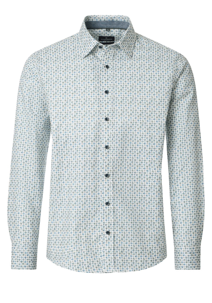 Produktbild f�r 'CASAMODA Casual Fit Hemd Langarm New Kent Kragen Muster gr�n'