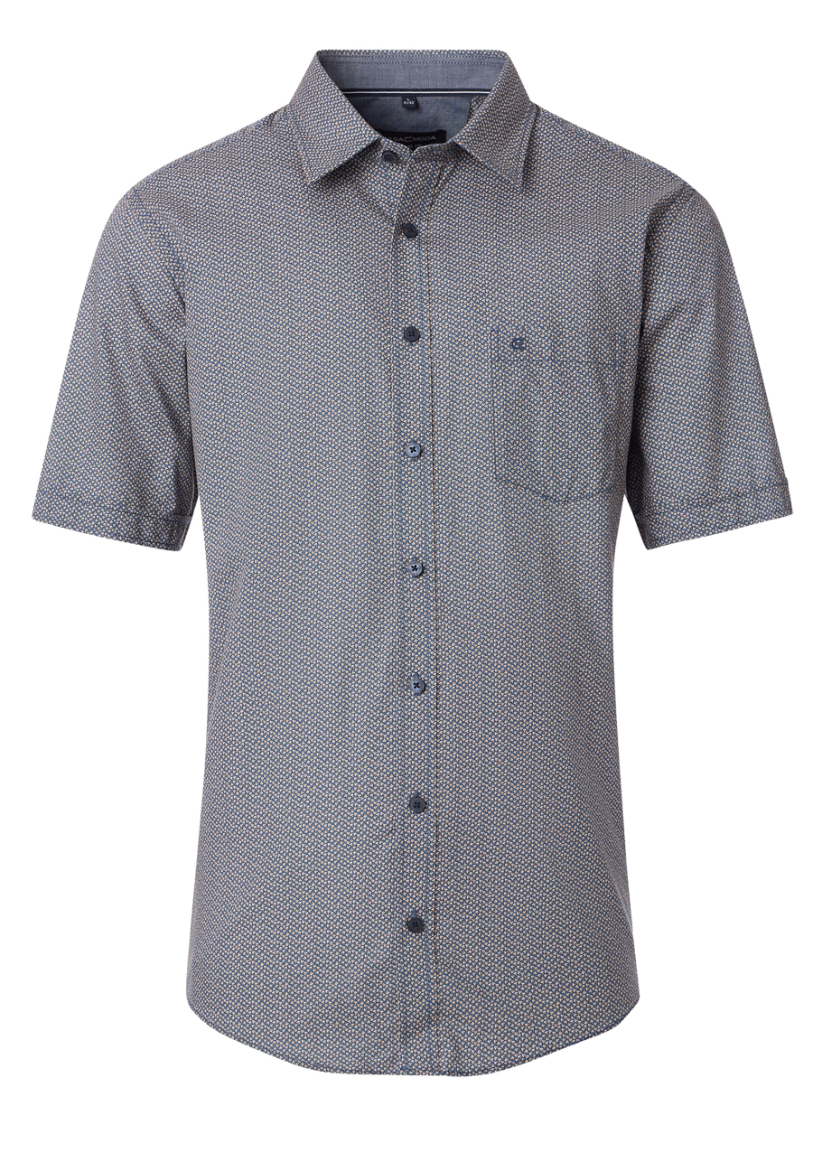Produktbild fr 'CASAMODA Casual Fit Hemd Halbarm New Kent Kragen Muster orange'