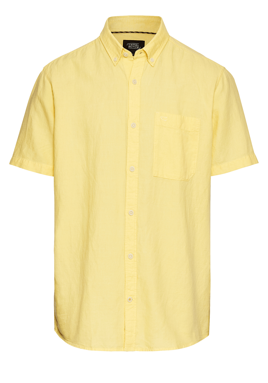 Produktbild fr 'CAMEL ACTIVE Hemd Halbarm Button Down Kragen Leinenmix gelb'