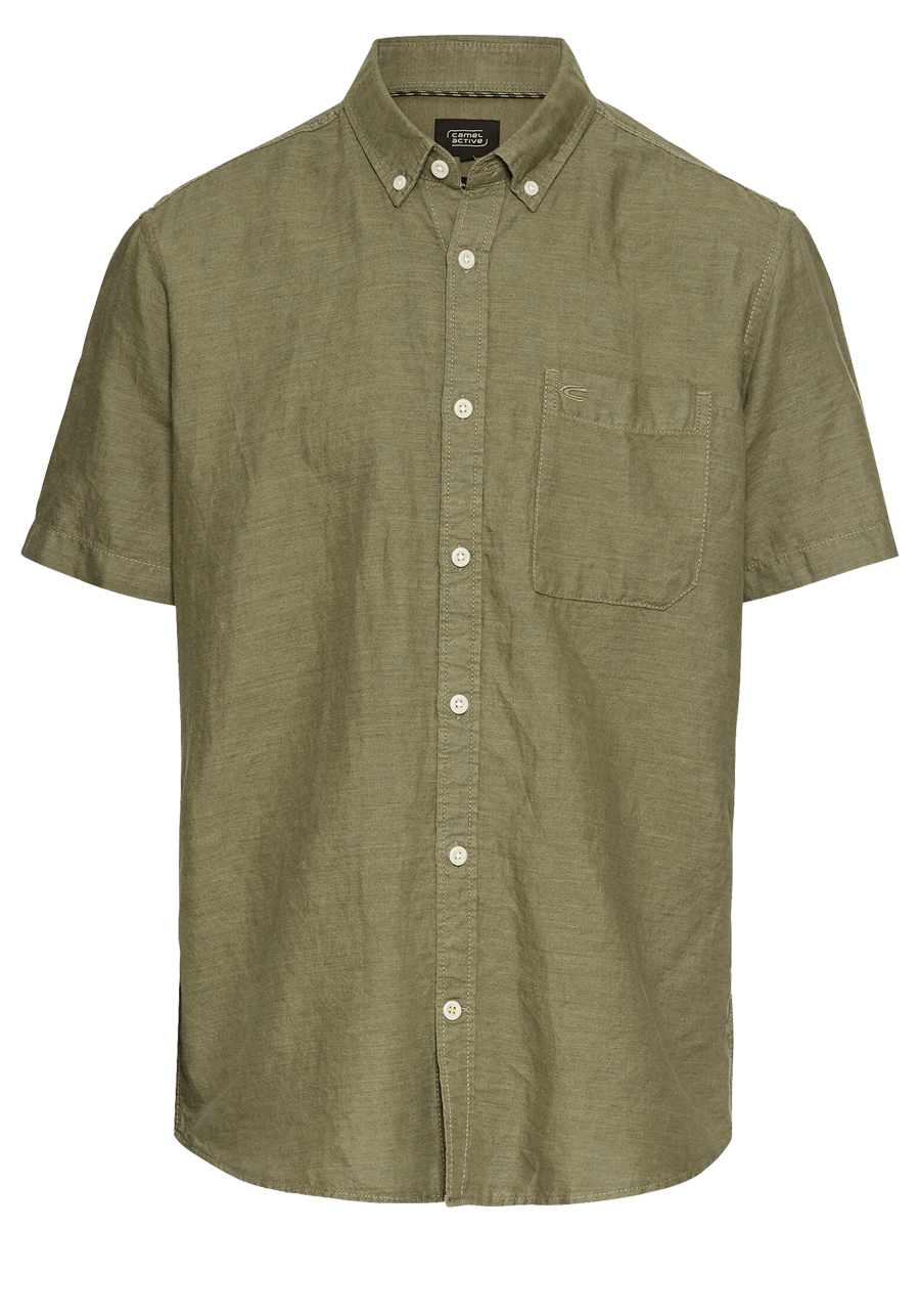 Produktbild fr 'CAMEL ACTIVE Hemd Halbarm Button Down Kragen Leinenmix oliv'