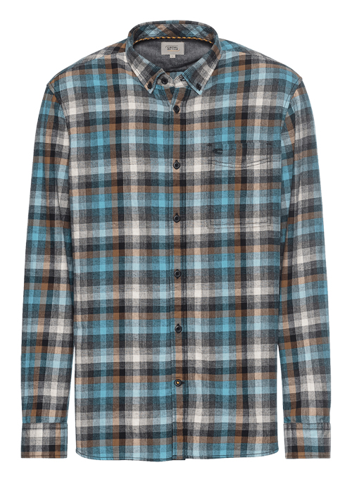 Produktbild fr 'CAMEL ACTIVE Hemd Langarm Button Down Kragen Flanell Karo blau'