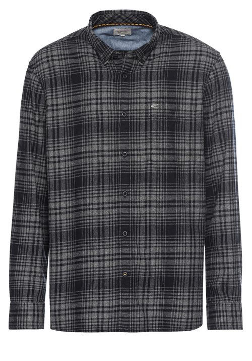 Produktbild fr 'CAMEL ACTIVE Hemd Langarm Button Down Kragen Flanell Karo schwarz'
