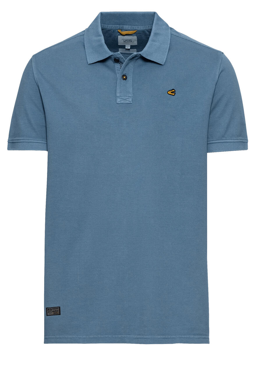 Produktbild fr 'CAMEL ACTIVE Polo Halbarm geknpfter Polokragen Picque mittelblau'