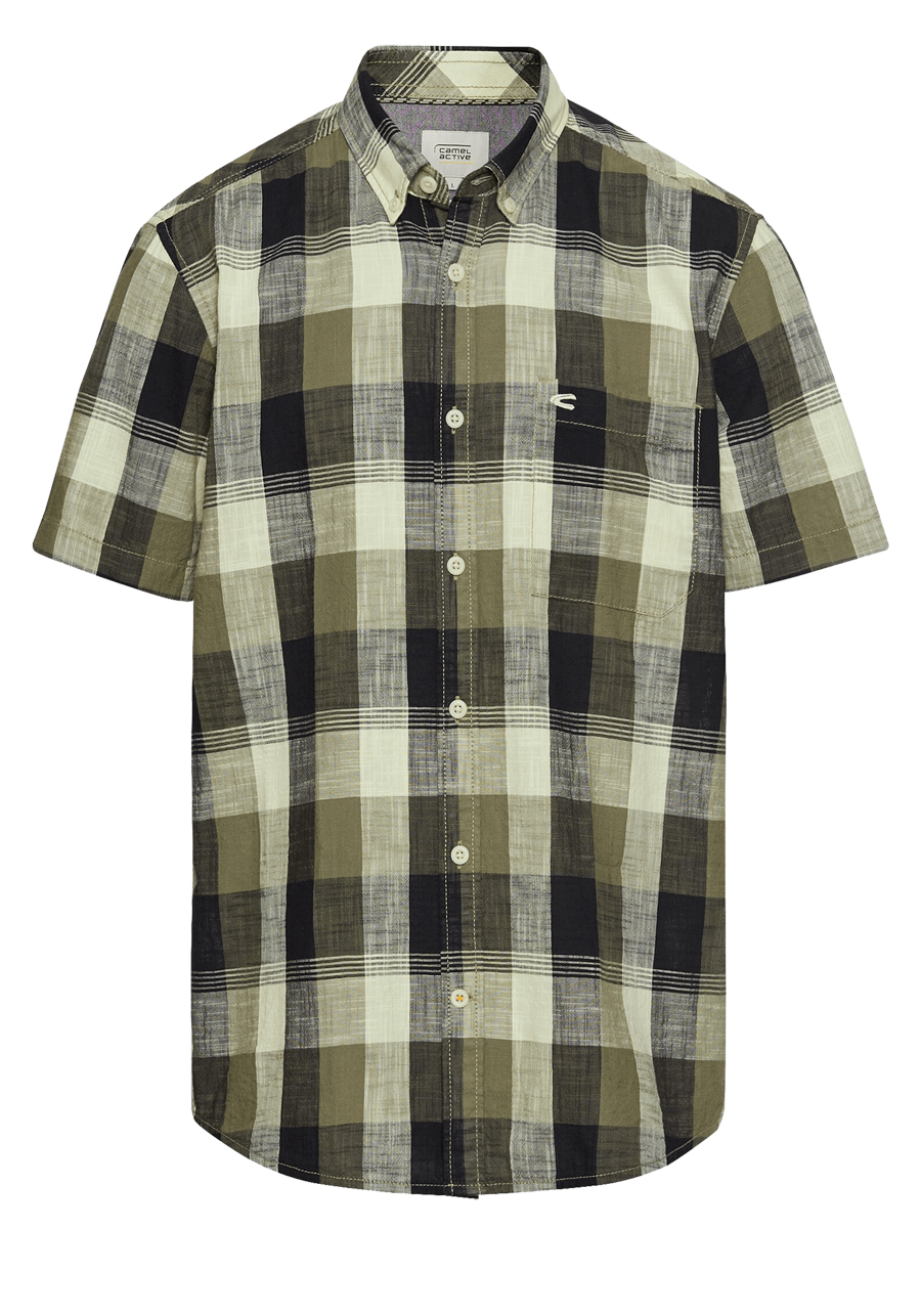 Produktbild fr 'CAMEL ACTIVE Regular Fit Hemd Halbarm Button Down Kragen Karo grn'