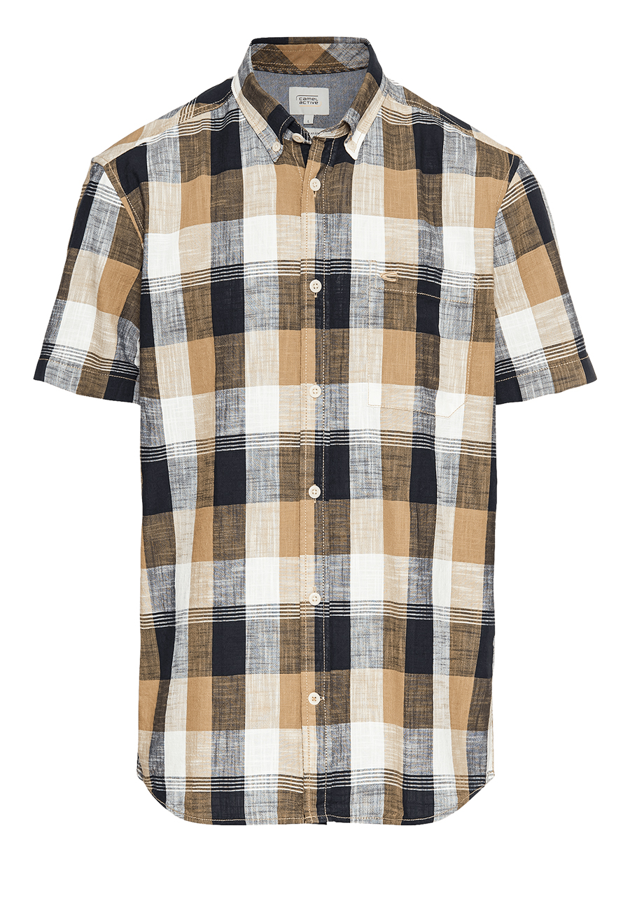 Produktbild fr 'CAMEL ACTIVE Regular Fit Hemd Halbarm Button Down Kragen Karo schwarz'