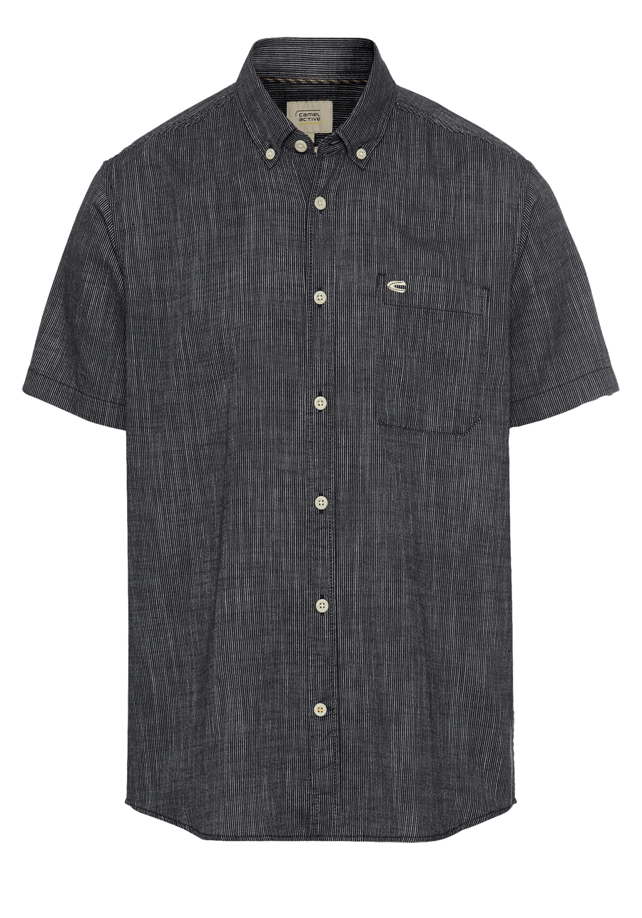 Produktbild fr 'CAMEL ACTIVE Regular Fit Hemd Halbarm Button Down Kragen Streifen dunkelblau'