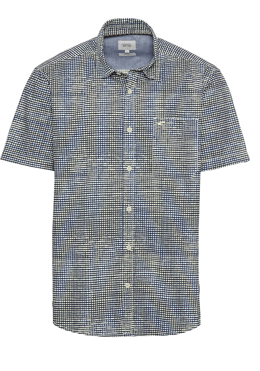 Produktbild fr 'CAMEL ACTIVE Regular Fit Hemd Halbarm New Kent Kragen Muster blau'
