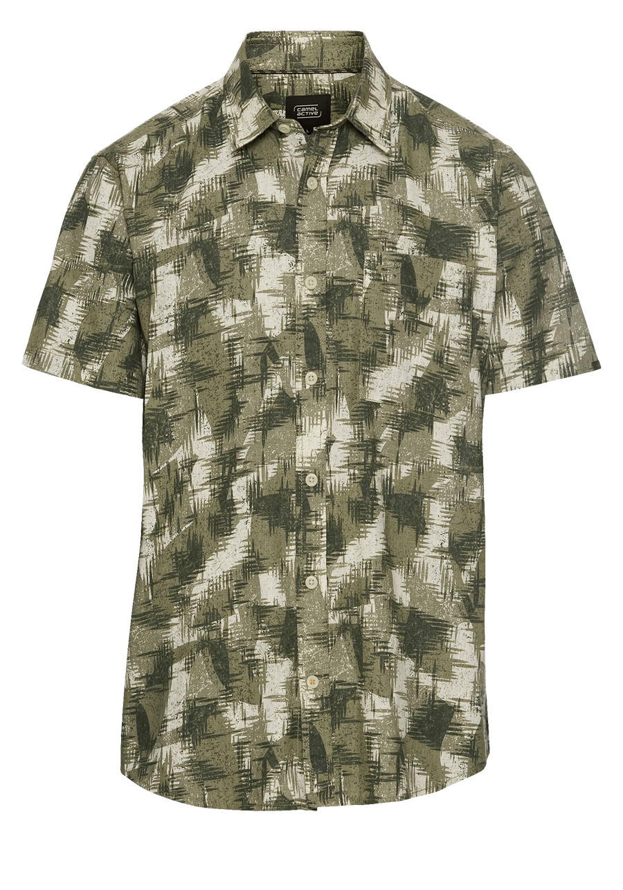 Produktbild fr 'CAMEL ACTIVE Regular Fit Hemd Halbarm New Kent Kragen Muster grn'