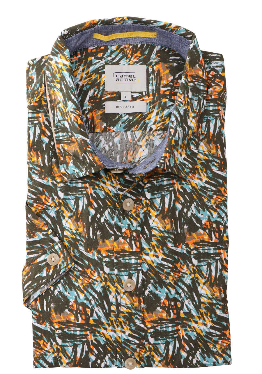 Produktbild f�r 'CAMEL ACTIVE Regular Fit Hemd Halbarm New Kent Kragen Muster gr�n'