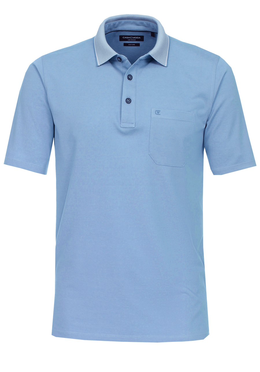Produktbild f�r 'CASAMODA Poloshirt Halbarm Brusttasche gekn�pfter Kragen mittelblau'