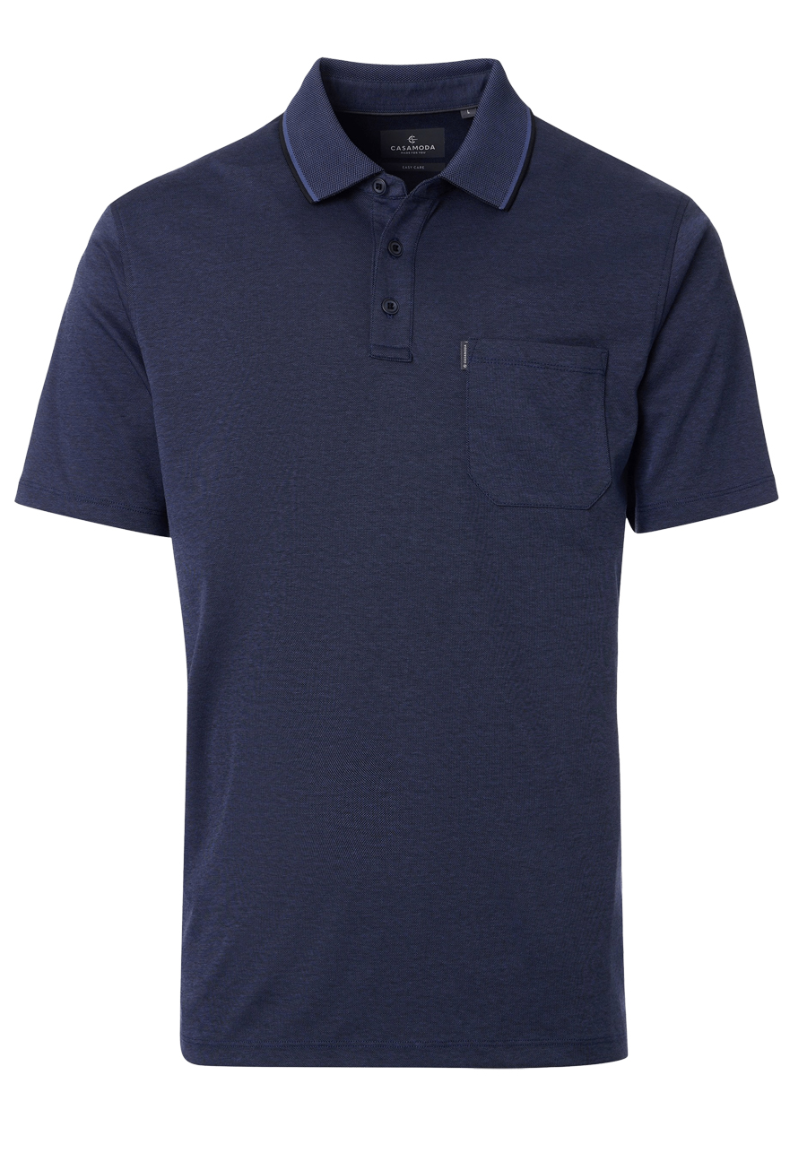 Produktbild f�r 'CASAMODA Poloshirt Halbarm Brusttasche gekn�pfter Kragen dunkelblau'
