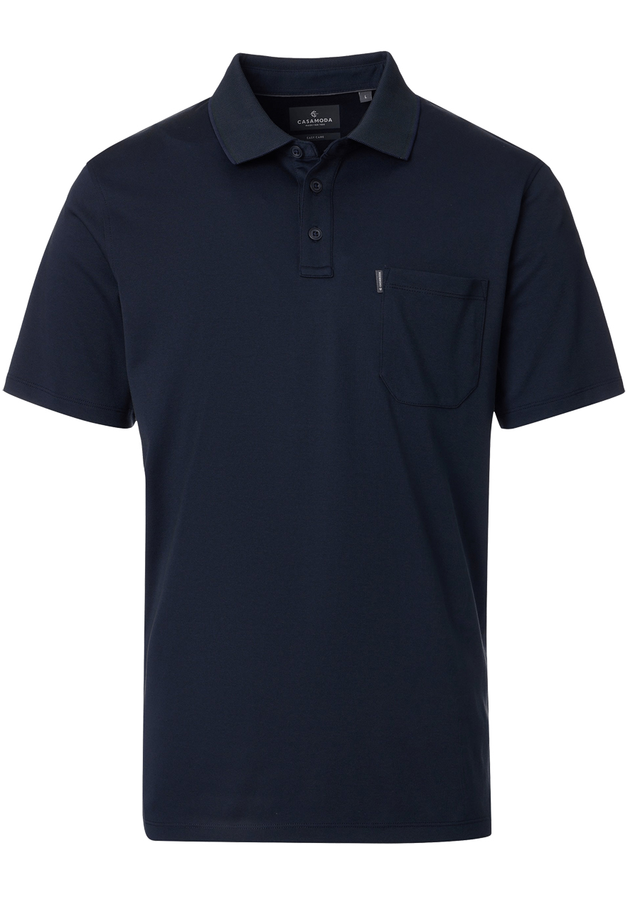 Produktbild f�r 'CASAMODA Poloshirt Halbarm Brusttasche gekn�pfter Kragen navy'