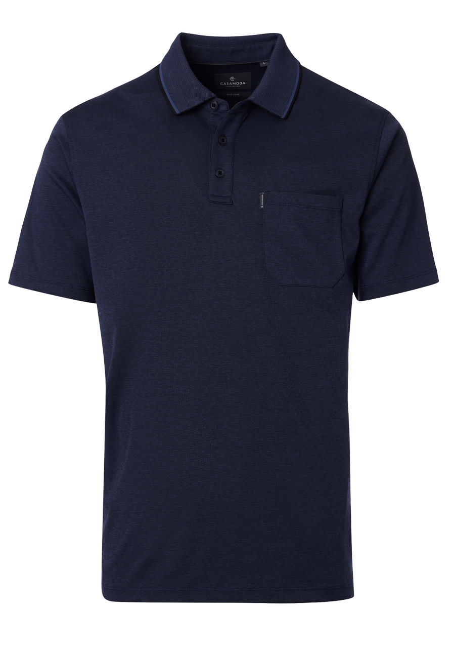 Produktbild f�r 'CASAMODA Poloshirt Halbarm Brusttasche gekn�pfter Kragen nachtblau'