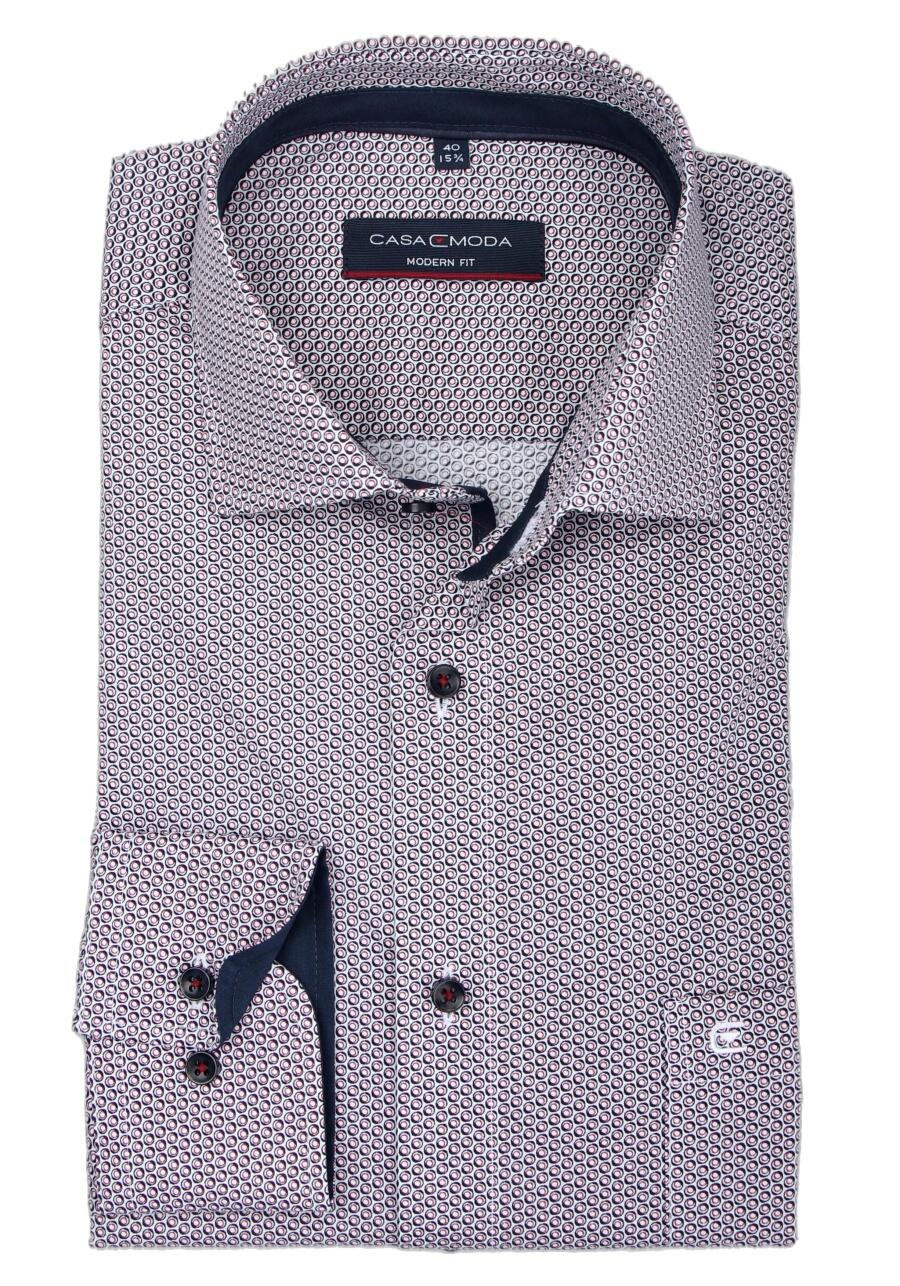 Produktbild fr 'CASAMODA Modern Fit Hemd Langarm New Kent Kragen Muster rot'