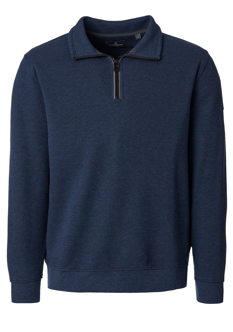 Produktbild f�r 'CASAMODA Sweat Troyer Langarm Rei�verschluss Struktur navy'