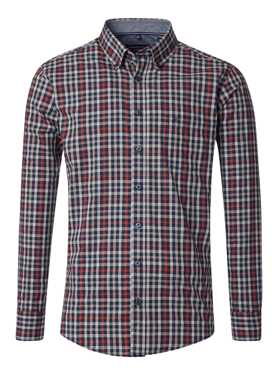 Produktbild fr 'CASAMODA Casual Fit Hemd Langarm Button Down Kragen Multikaro dunkelblau'