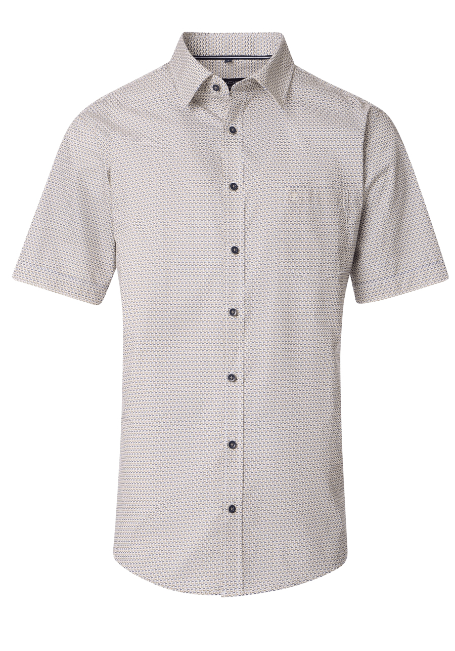 Produktbild fr 'CASAMODA Casual Fit Hemd Halbarm New Kent Kragen Muster beige'