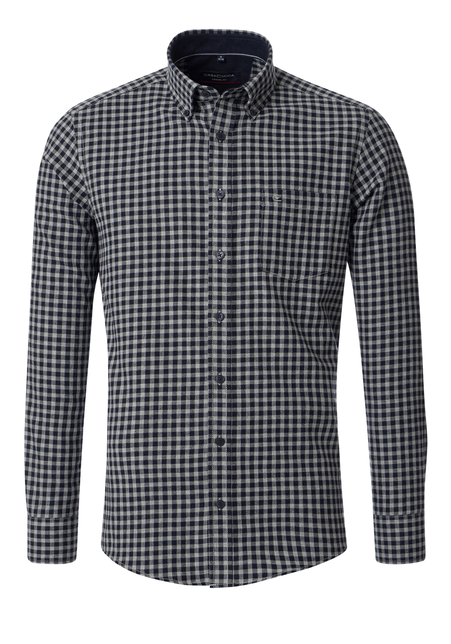 Produktbild f�r 'CASAMODA Casual Fit Hemd Langarm Button Down Kragen Flanell Karo dunkelblau'