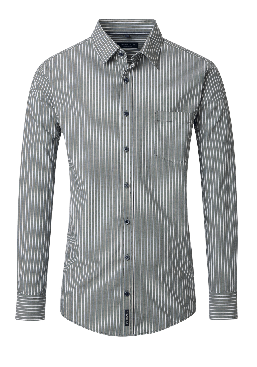 Produktbild f�r 'CASAMODA Comfort Fit Hemd Langarm New Kent Kragen Streifen gr�n'