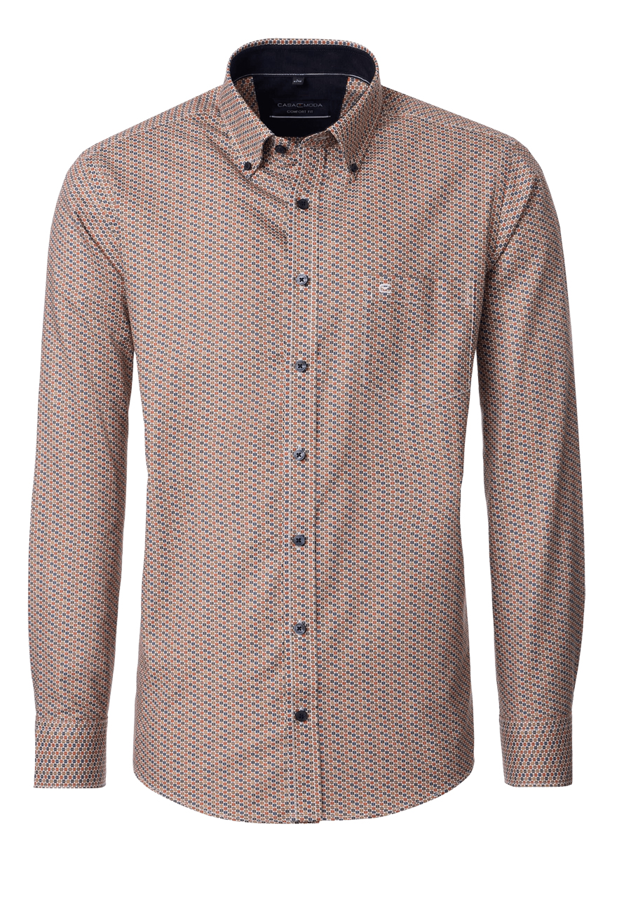 Produktbild f�r 'CASAMODA Comfort Fit Hemd Langarm Button Down Kragen Muster orange'