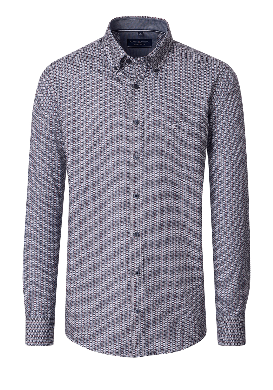 Produktbild f�r 'CASAMODA Comfort Fit Hemd Langarm Button Down Kragen Muster blau'
