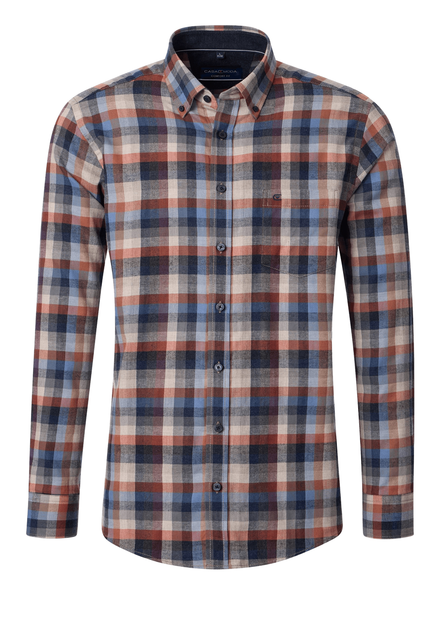 Produktbild f�r 'CASAMODA Comfort Fit Hemd Langarm Button Down Kragen Karo grau'