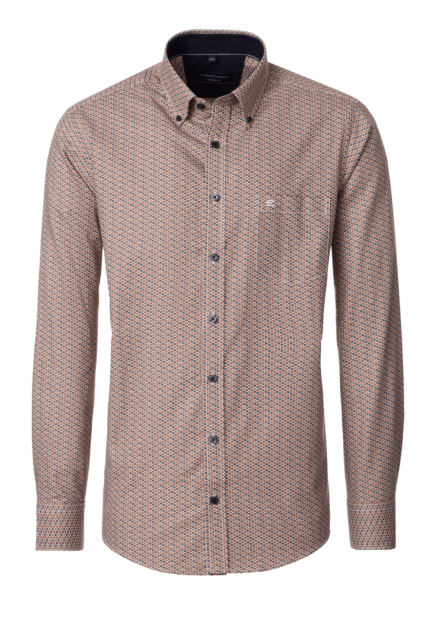 Produktbild f�r 'CASAMODA Casual Fit Hemd Langarm Button Down Kragen Streifen Muster orange'