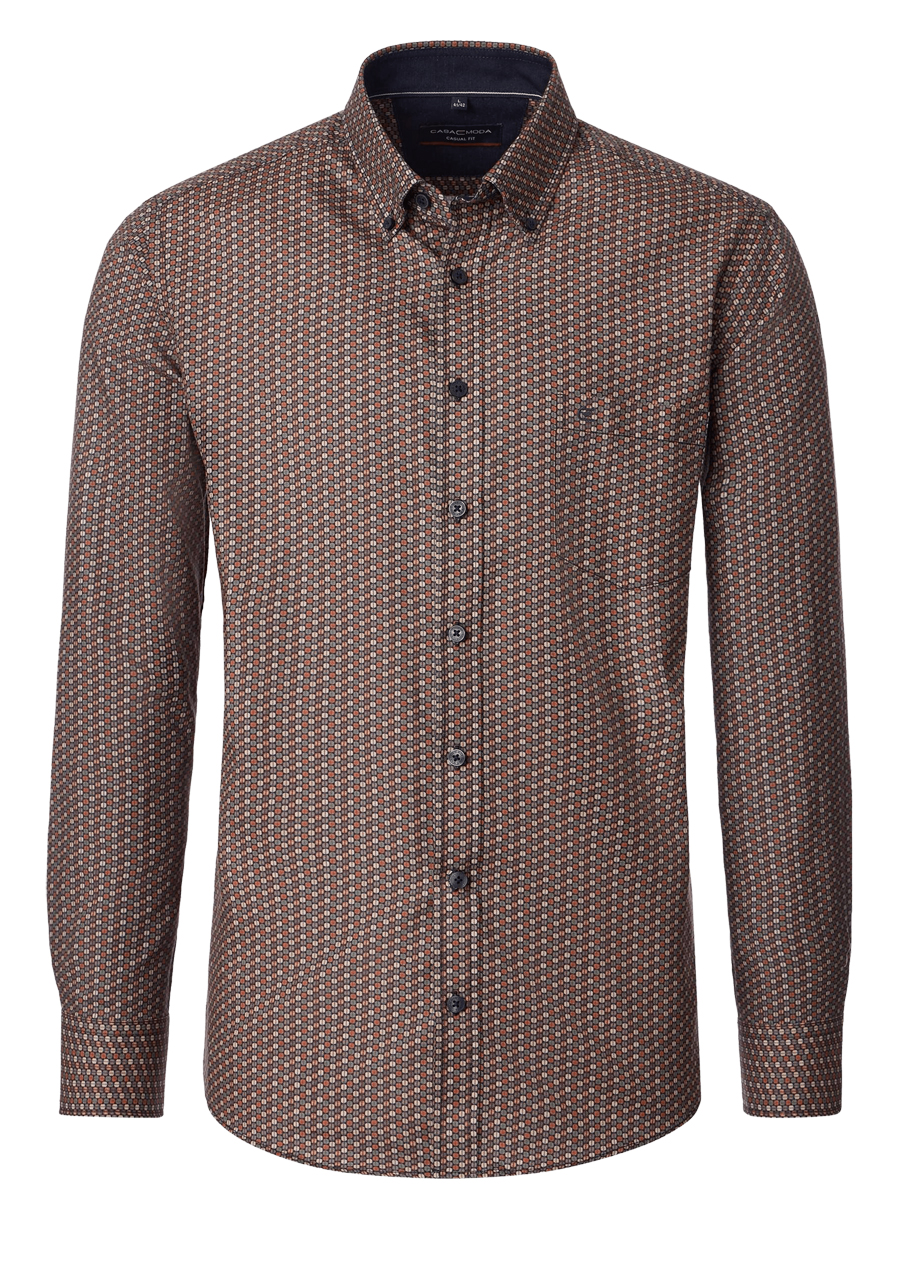 Produktbild f�r 'CASAMODA Casual Fit Hemd Langarm Button Down Kragen Streifen Muster braun'