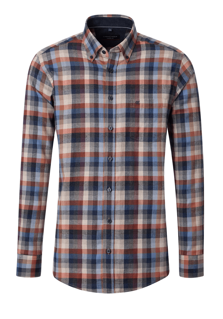 Produktbild f�r 'CASAMODA Casual Fit Hemd Langarm Button Down Kragen Karo grau'