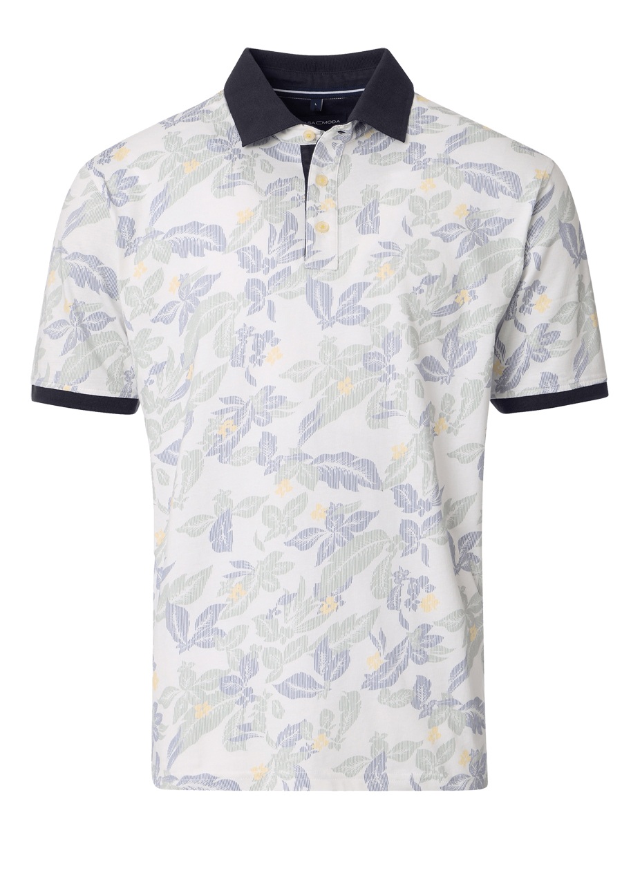 Produktbild f�r 'CASAMODA Poloshirt Halbarm Polokragen Jersey Muster wei�'