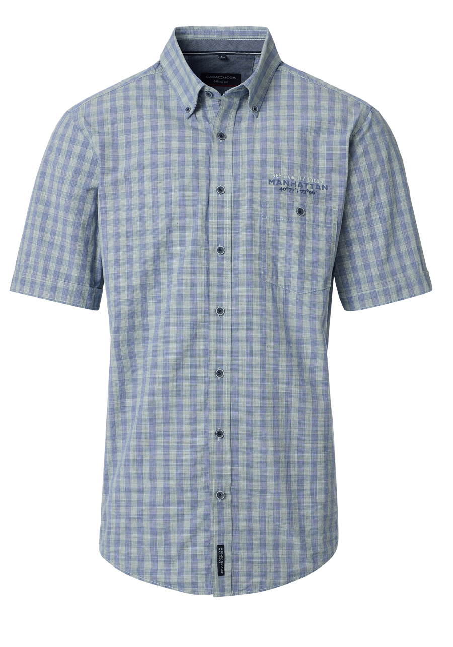 Produktbild f�r 'CASAMODA Casual Fit Hemd Halbarm Button Down Kragen Karo blau'