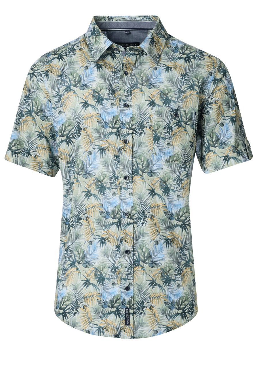 Produktbild f�r 'CASAMODA Casual Fit Hemd Halbarm New Kent Kragen Palmenmuster blau'