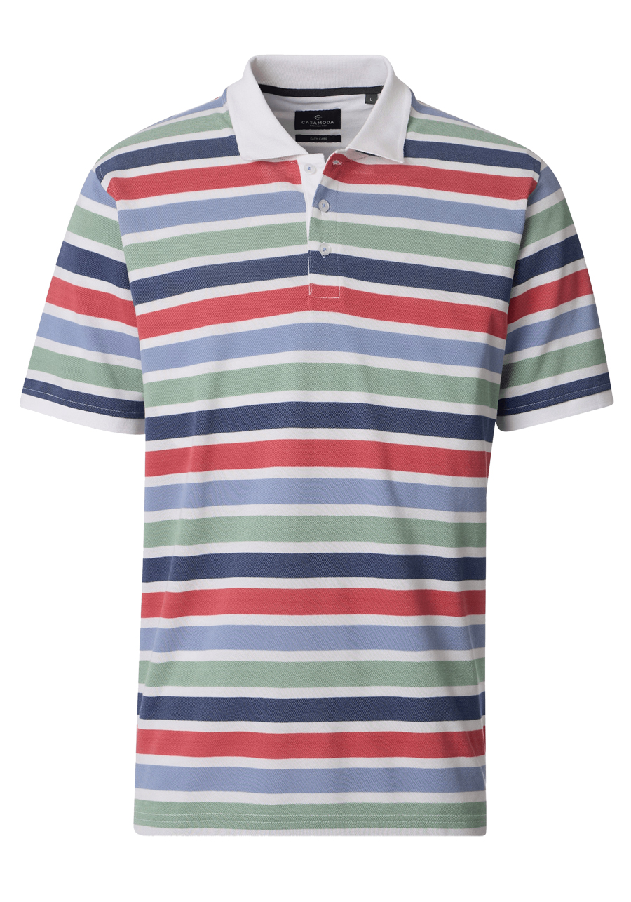 Produktbild f�r 'CASAMODA Poloshirt Halbarm Polokragen Jersey Ringel wei�'