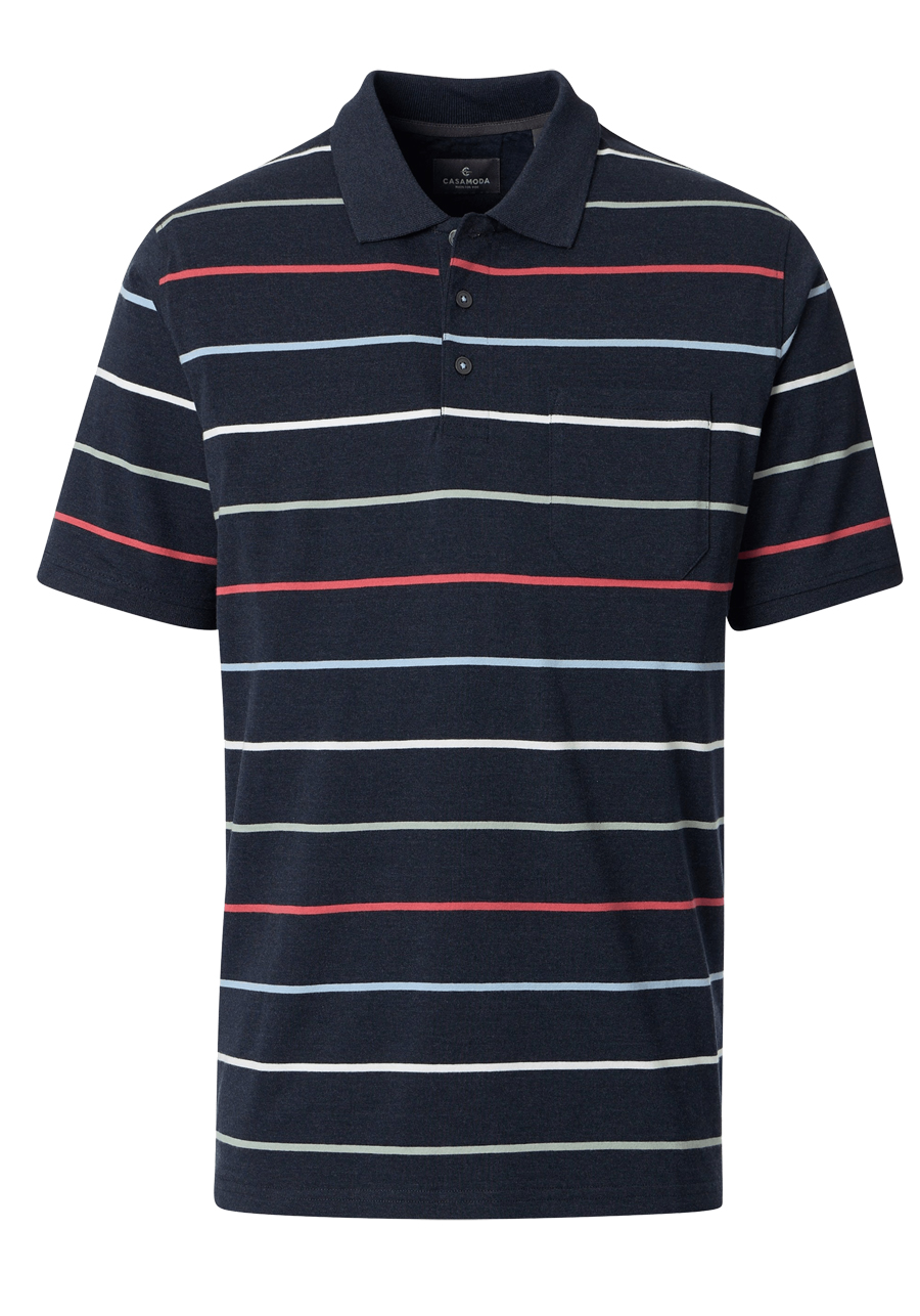 Produktbild f�r 'CASAMODA Poloshirt Halbarm Polokragen Jersey Ringel blau'