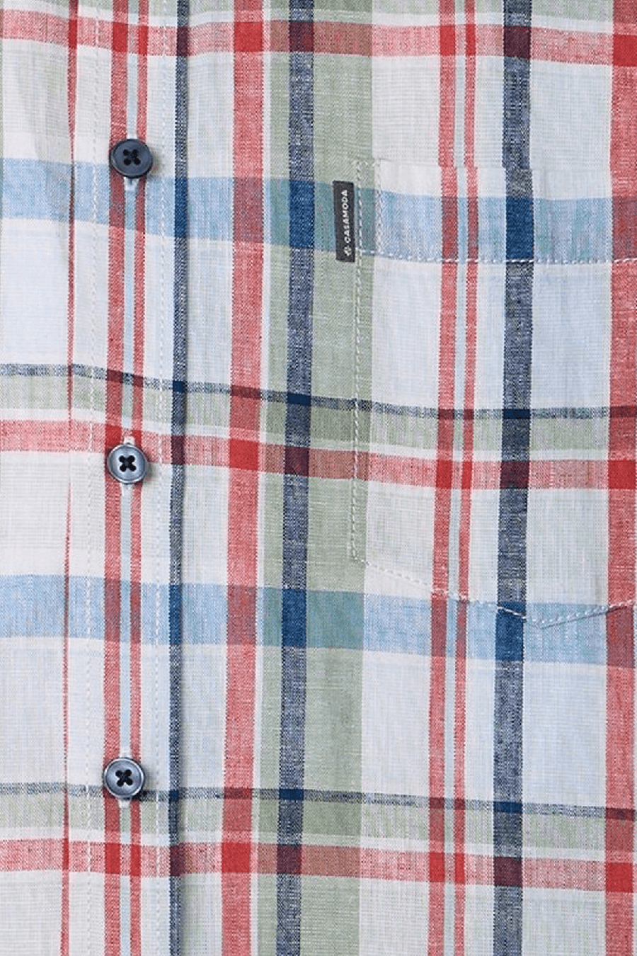 Produktbild f�r 'CASAMODA Casual Fit Hemd Halbarm Button Down Kragen Leinenmix Karo rot'