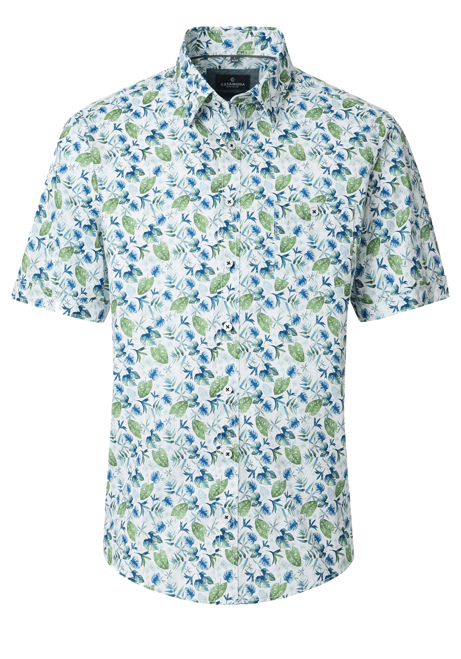 Produktbild f�r 'CASAMODA Casual Fit Hemd Halbarm New Kent Kragen Muster blau'