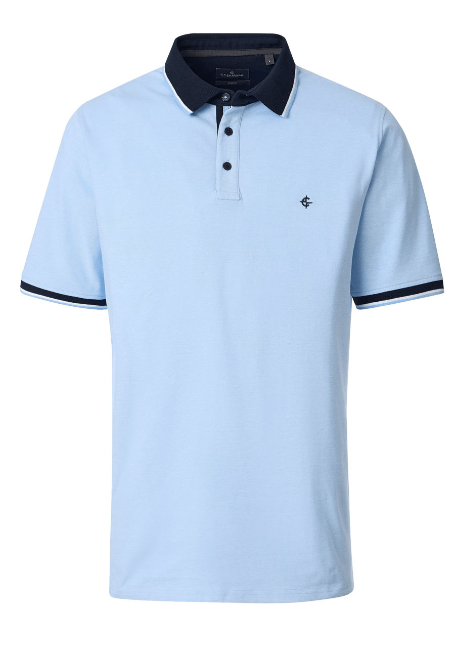 Produktbild f�r 'CASAMODA Poloshirt Halbarm Polokragen Pique hellblau'