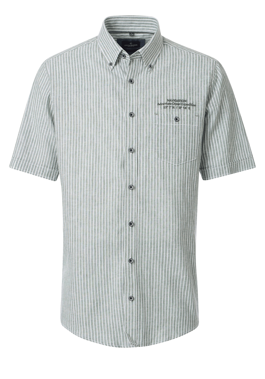 Produktbild f�r 'CASAMODA Casual Fit Hemd Halbarm Button Down Kragen Streifen gr�n'