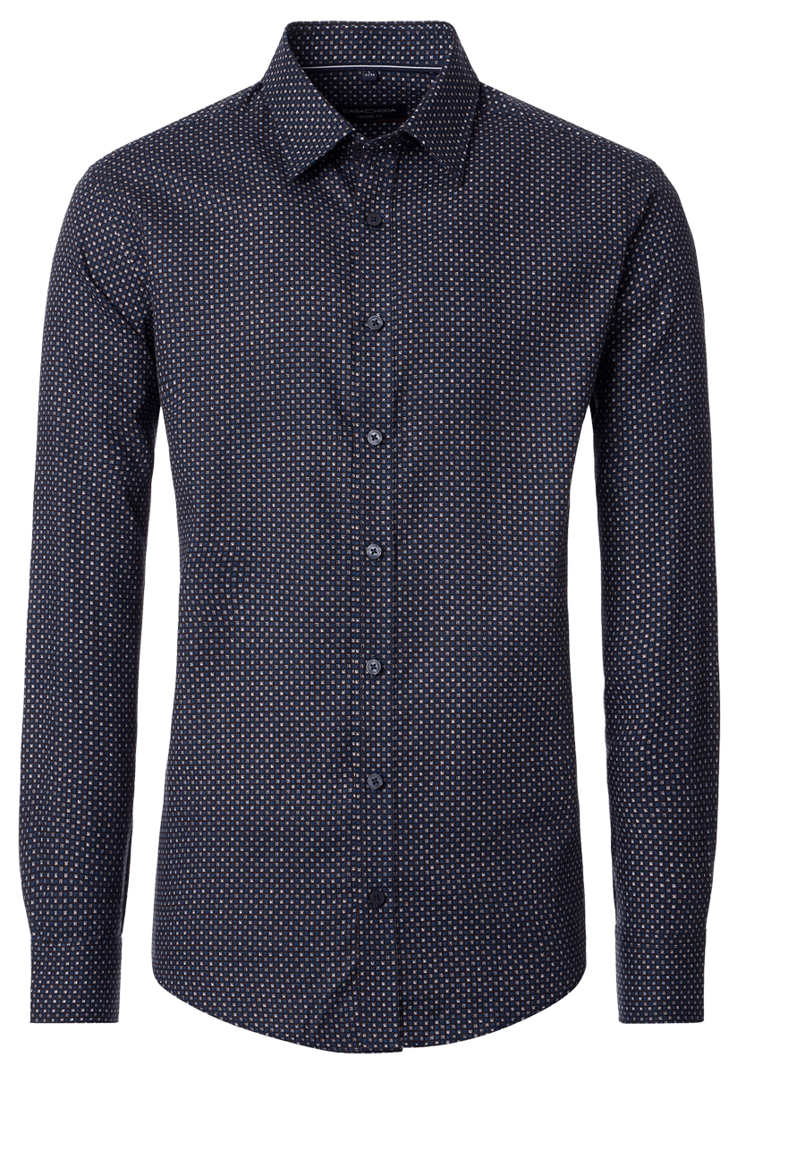 Produktbild f�r 'CASAMODA Casual Fit Hemd Langarm New Kent Kragen Muster dunkelblau'