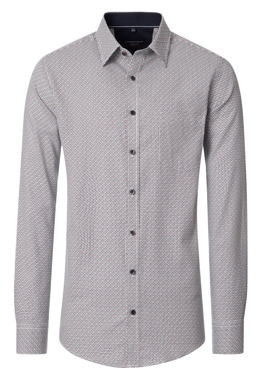 Produktbild f�r 'CASAMODA Casual Fit Hemd Langarm New Kent Kragen Muster blau'