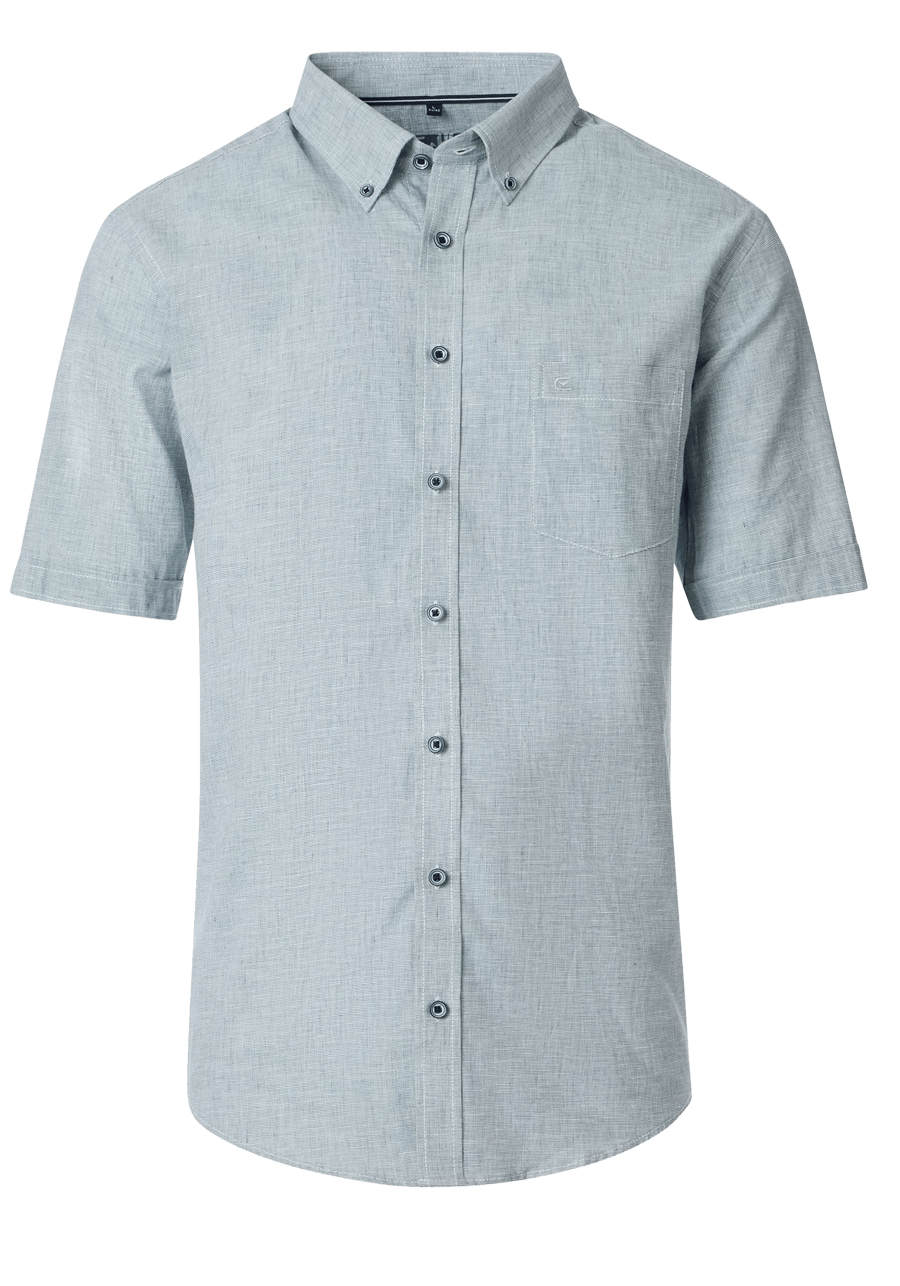 Produktbild f�r 'CASAMODA Casual Fit Hemd Halbarm Button Down Kragen Leinenmix gr�n'