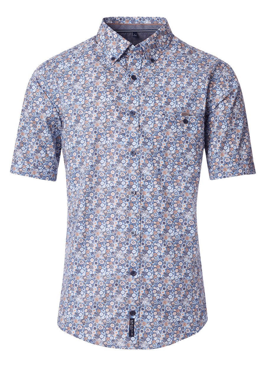 Produktbild fr 'CASAMODA Casual Fit Hemd Halbarm Button Down Kragen Muster blau'