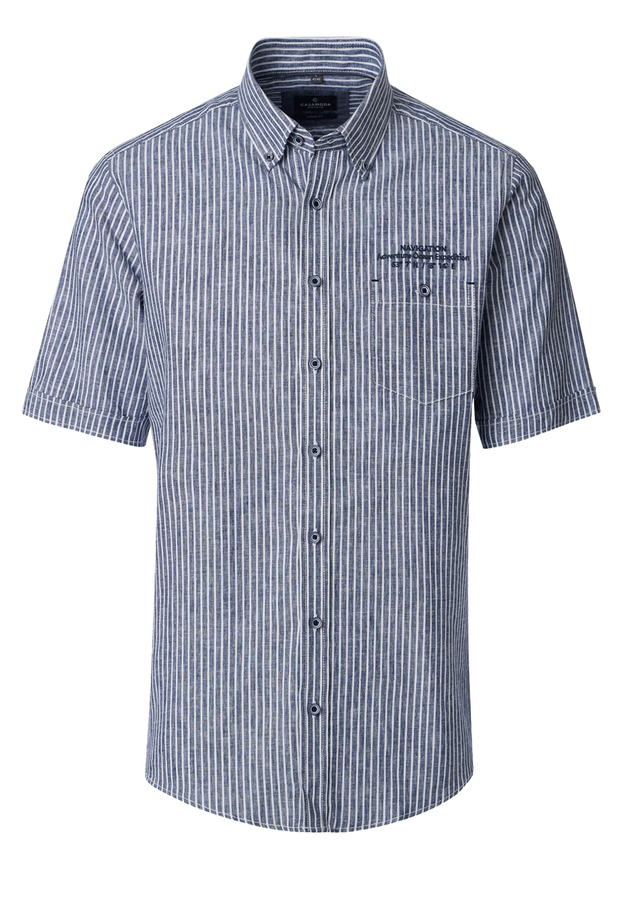 Produktbild f�r 'CASAMODA Casual Fit Hemd Halbarm Button Down Kragen Streifen blau'