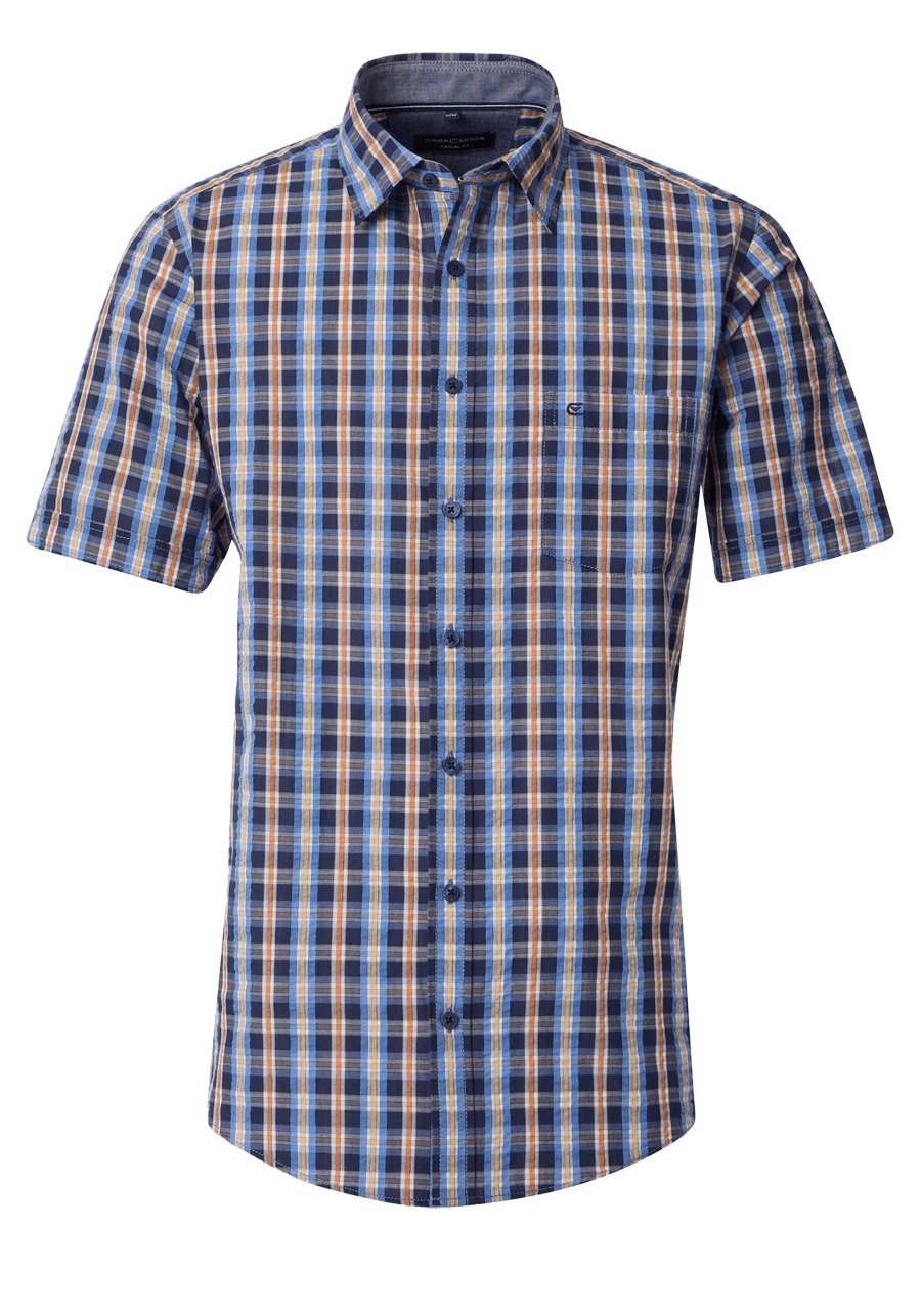 Produktbild fr 'CASAMODA Casual Fit Hemd Halbarm New Kent Kragen Karo blau'