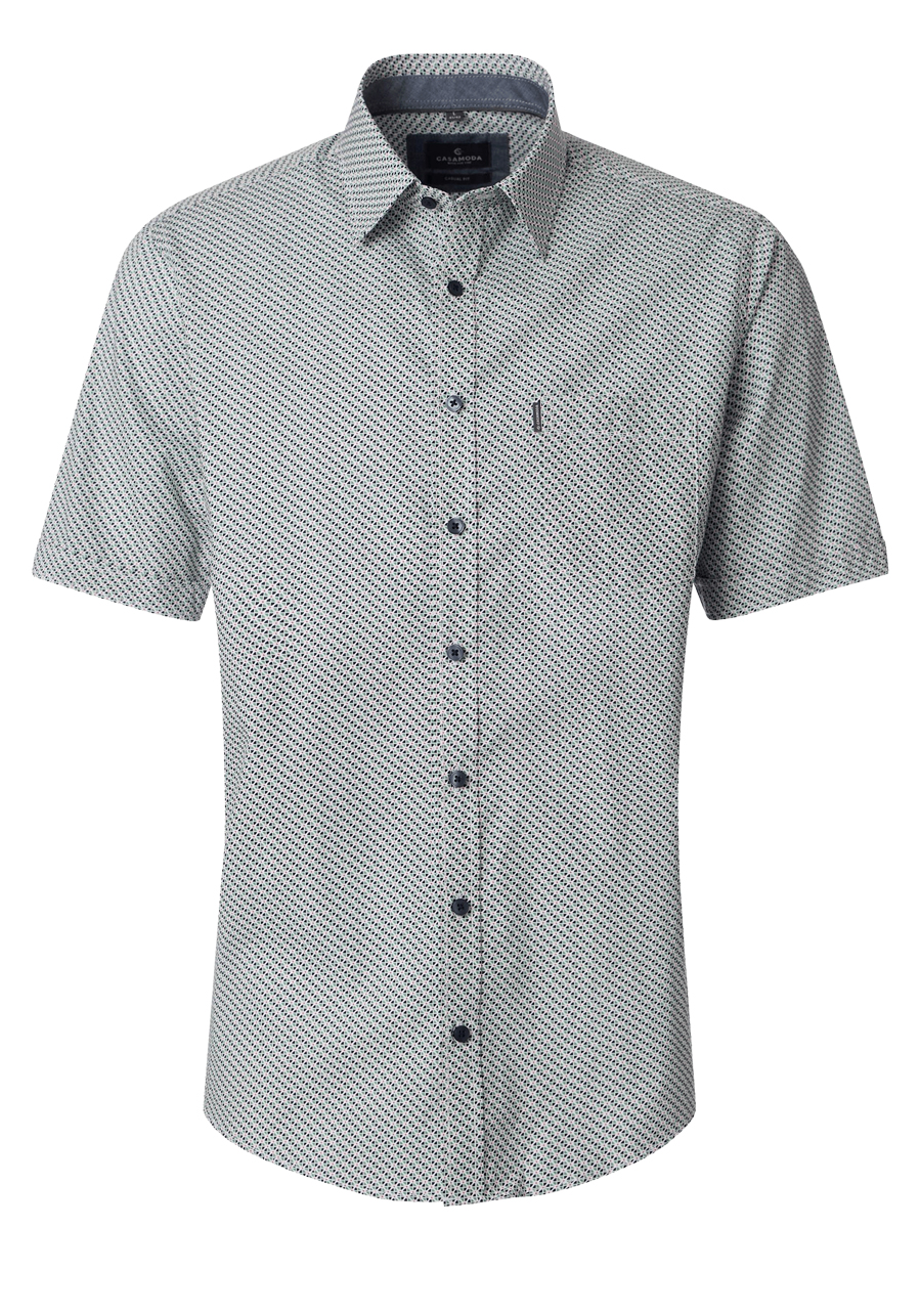 Produktbild f�r 'CASAMODA Casual Fit Hemd Halbarm New Kent Kragen Leinenmix Muster blau'