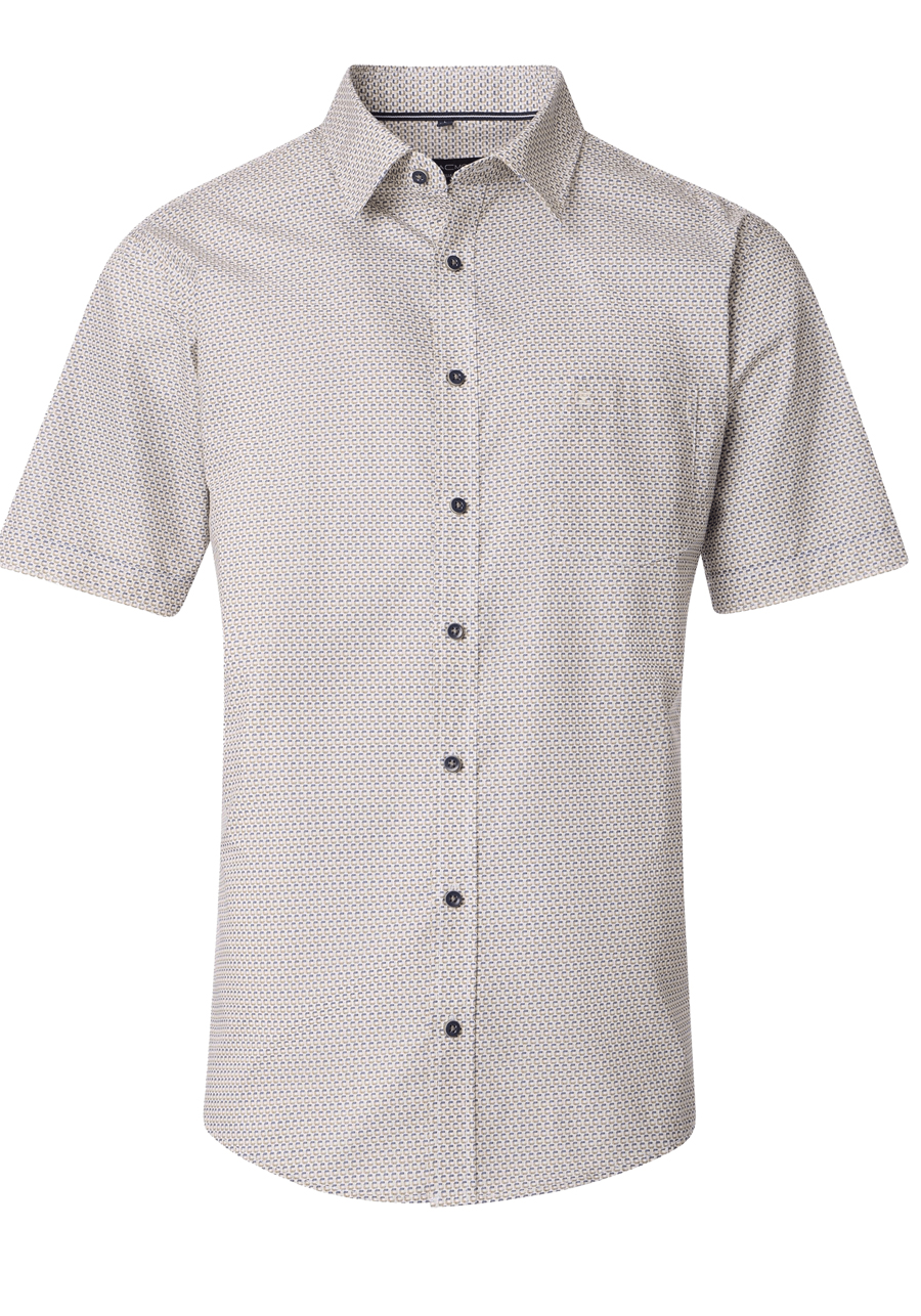 Produktbild fr 'CASAMODA Casual Fit Hemd Halbarm New Kent Kragen Muster beige'