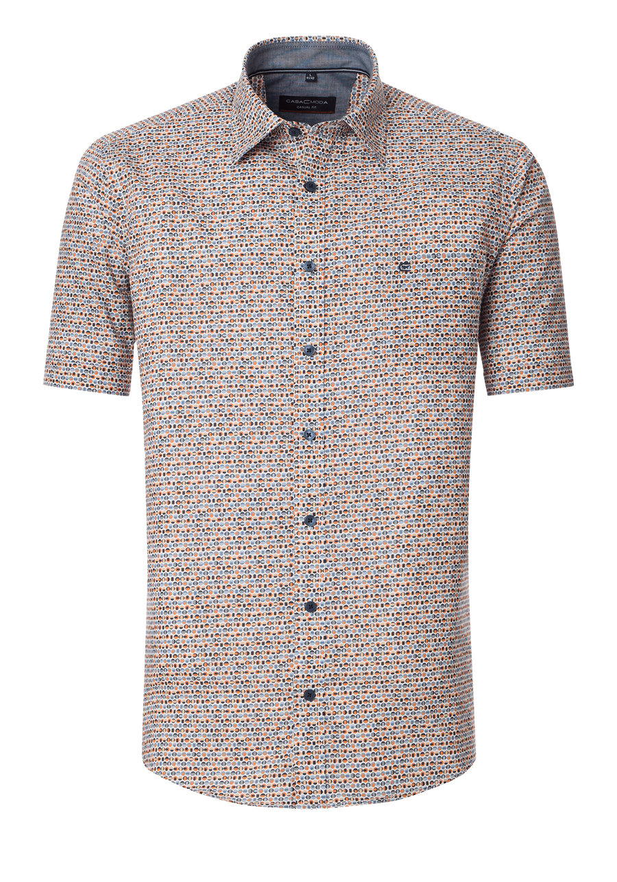 Produktbild fr 'CASAMODA Casual Fit Hemd Halbarm New Kent Kragen Muster blau'