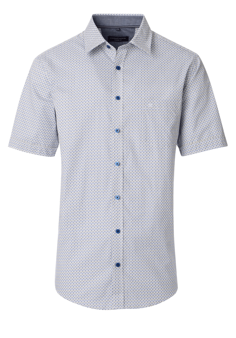 Produktbild fr 'CASAMODA Casual Fit Hemd Halbarm New Kent Kragen Muster blau'