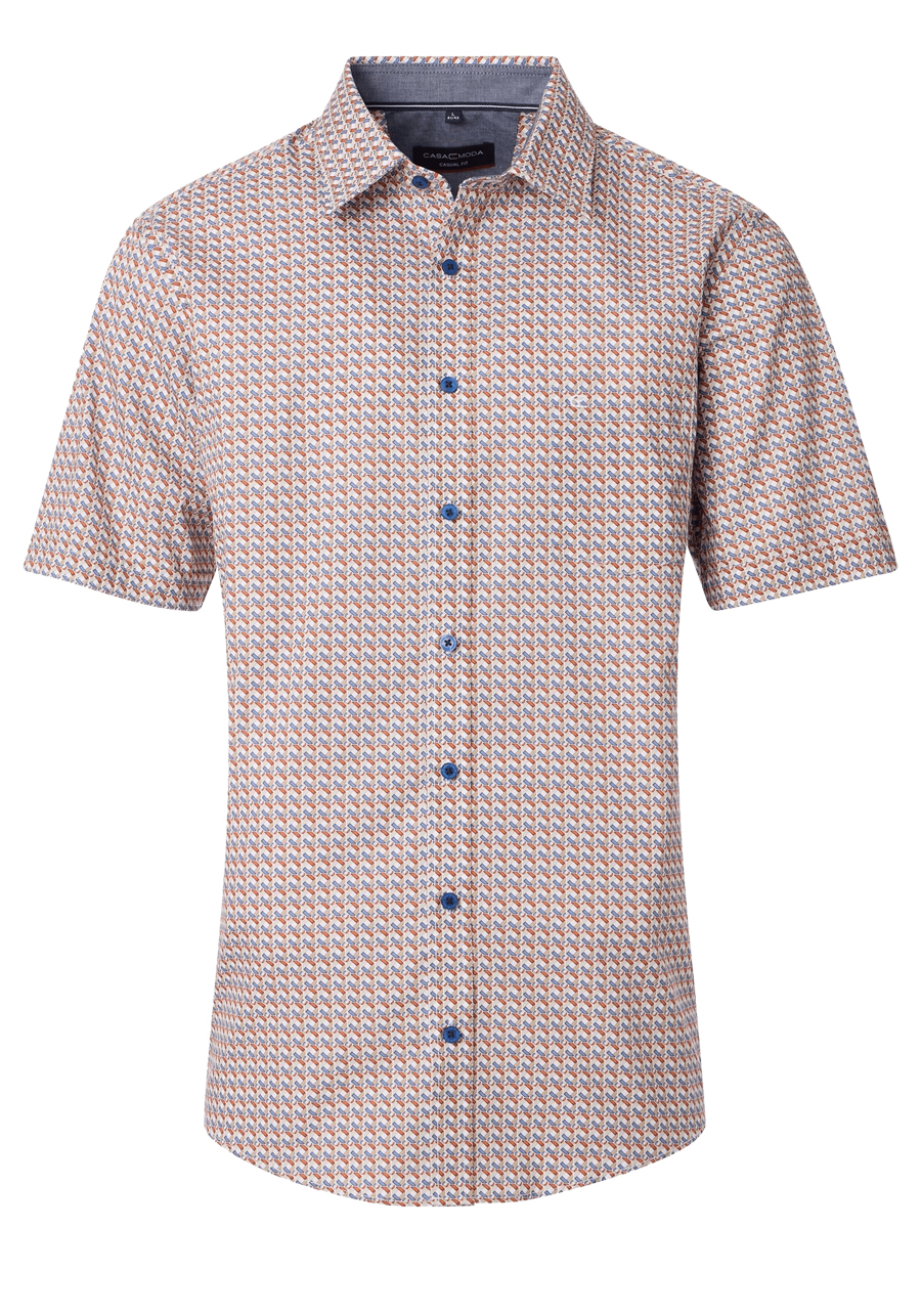 Produktbild fr 'CASAMODA Casual Fit Hemd Halbarm New Kent Kragen Muster blau'